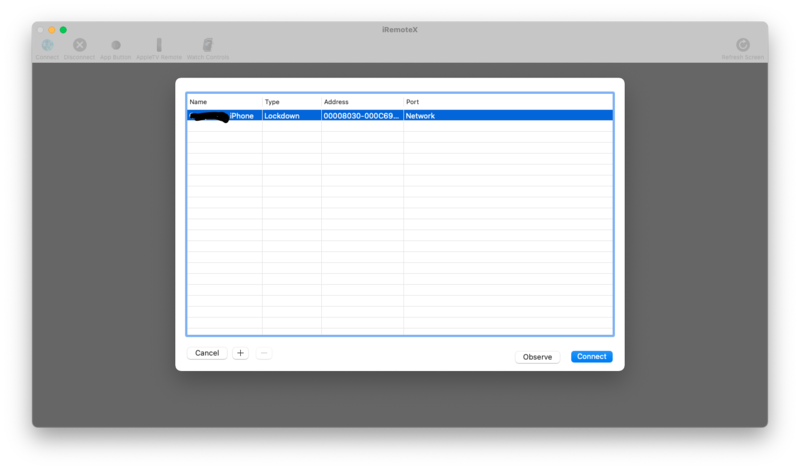 File:IRemoteX connection menu.png